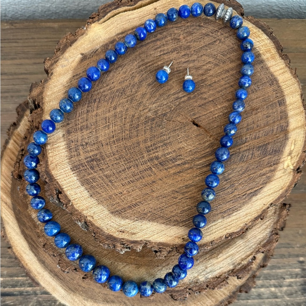 Jay King Lapis Gemstone Graduated Bead Necklace and Earrings